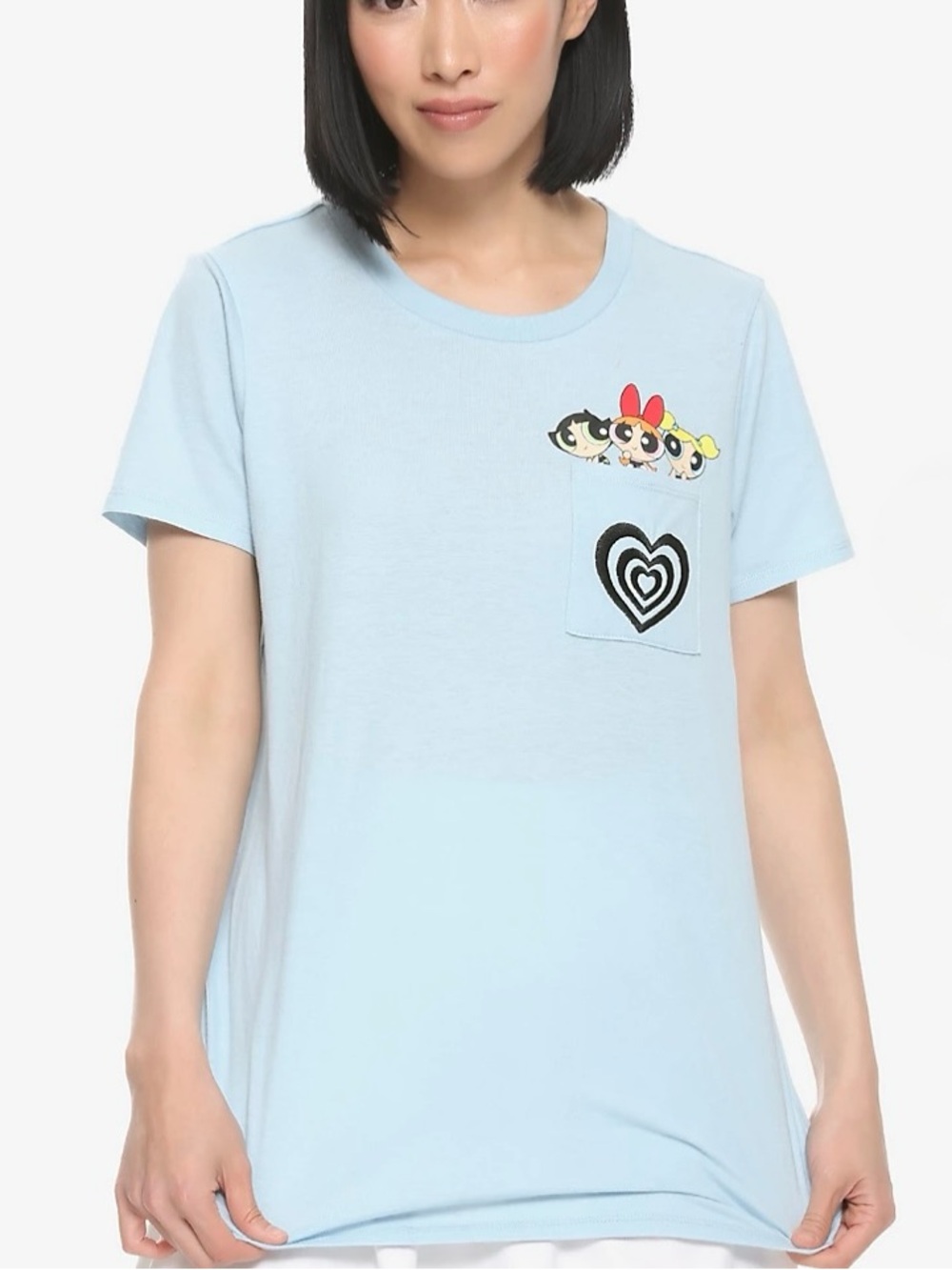 The Powerpuff Girls Heart Pocket T-Shirt graphic print lettering size small